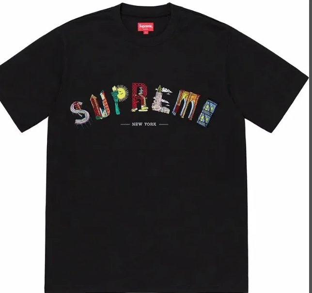 Rainbow XL Logo Embroidery Arc White sleeved Black M L City and Arc 19SS City S Tee T-shirt Short 0516
